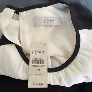LOFT Elegant Black and Cream Blouse